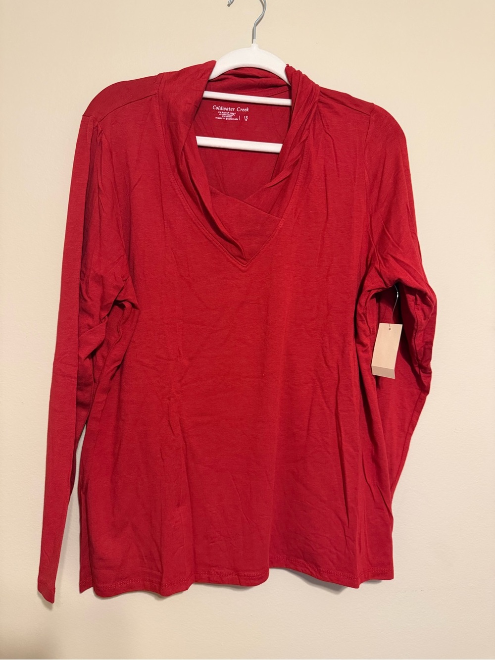 Coldwater Creek 1X NWT Red Twist Neck Tee Supima Cotton Modal
